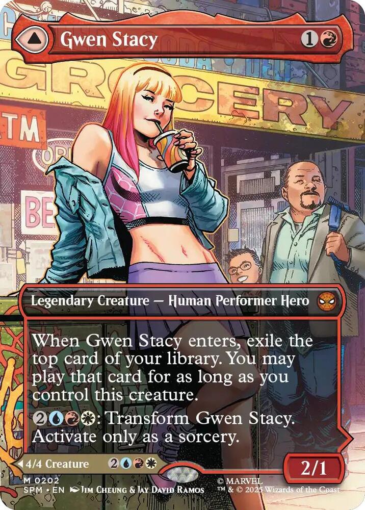 Magic Gwen Stacy (0202) #202 Marvel's Spider-Man Borderless Non-Foil Near Mint English Trading Card — catalog front, TCGplayer SKU 8866742