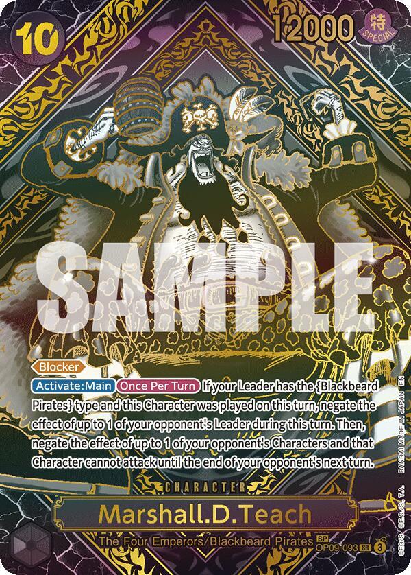 One Piece Card Game Marshall.D.Teach (SP) #OP09-093 Legacy of the Master Gold Foil Near Mint English Trading Card — catalog front, TCGplayer SKU 8866972