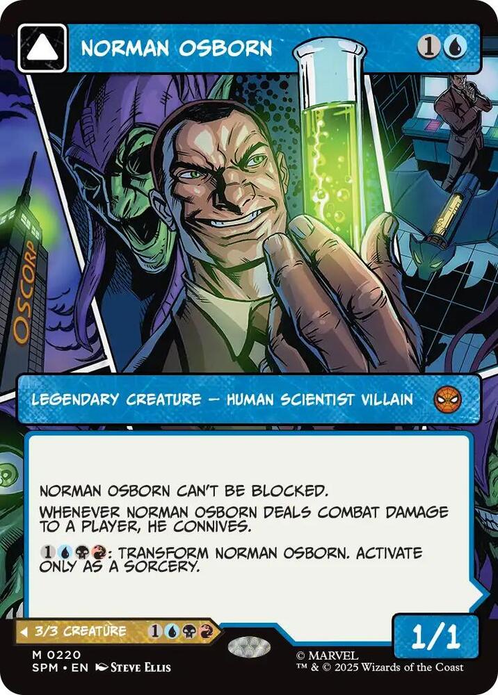 Magic Norman Osborn #220 Marvel's Spider-Man Borderless Foil Near Mint Trading Card