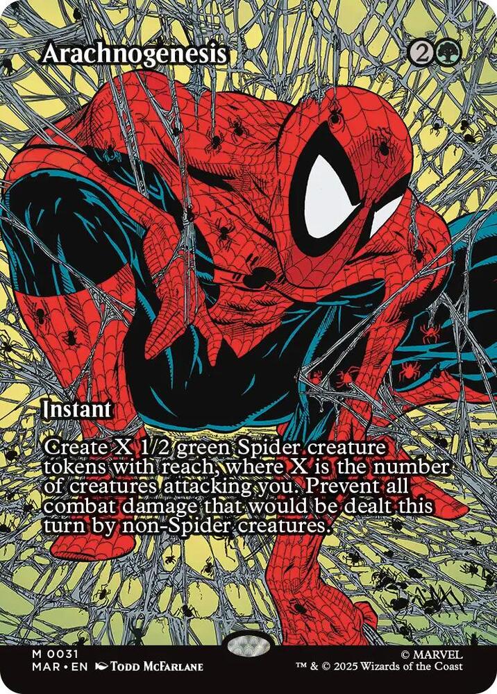 Magic Arachnogenesis #31 Marvel Universe Eternal-Legal Borderless Non-Foil Near Mint English Trading Card — catalog front, TCGplayer SKU 8907385