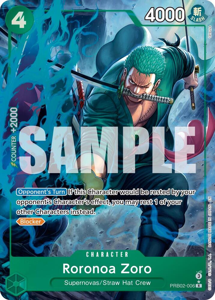 One Piece Card Game Roronoa Zoro - PRB02-006 #PRB02-006 Premium Booster -The Best- Vol. 2 Alternate Art Foil Near Mint English Trading Card — catalog front, TCGplayer SKU 8929580