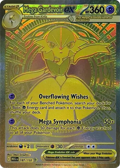 Pokémon Mega Gardevoir ex #187/132 ME01: Mega Evolution Mega Hyper Rare Holofoil Near Mint Trading Card