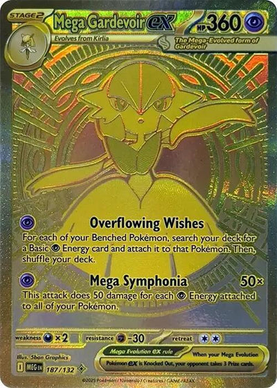 Pokémon Mega Gardevoir ex #187/132 ME01: Mega Evolution Mega Hyper Rare Holofoil Near Mint Trading Card