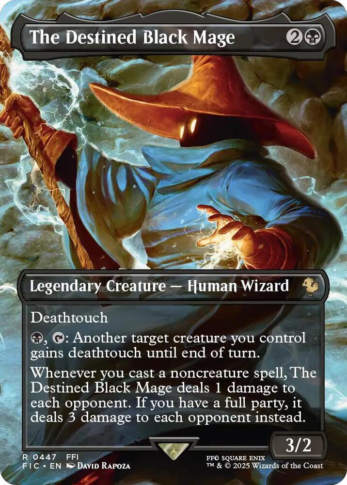 Magic The Destined Black Mage #447 Commander: FINAL FANTASY Borderless Foil Near Mint English Trading Card — catalog front, TCGplayer SKU 8952651
