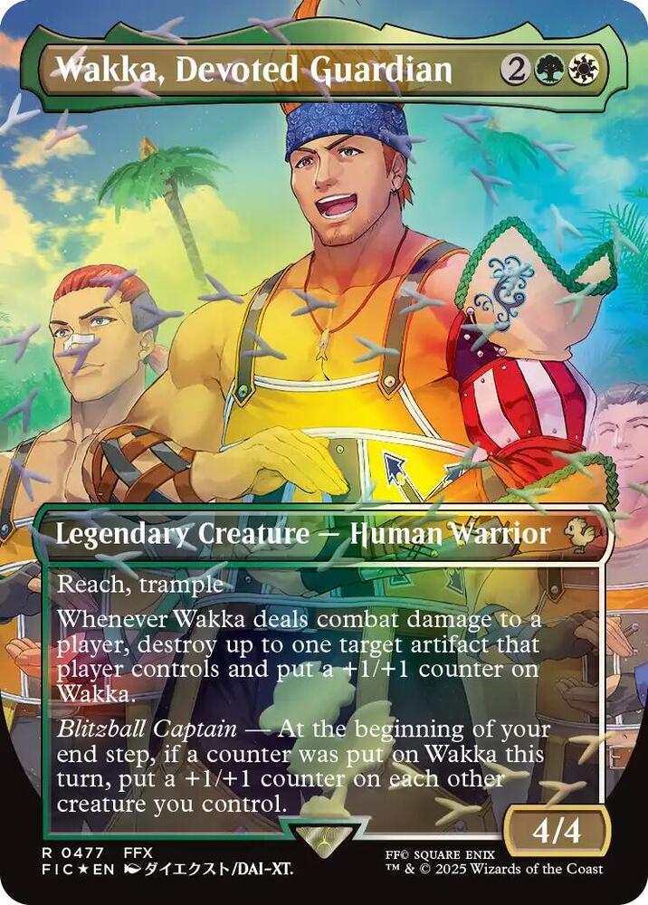 Magic Wakka, Devoted Guardian (Borderless) #477 Commander: FINAL FANTASY Chocobo Track Foil Foil Near Mint Trading Card