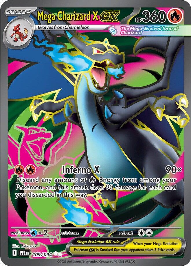 Pokémon Mega Charizard X ex #109/094 ME02: Phantasmal Flames Ultra Rare Holofoil Near Mint Trading Card