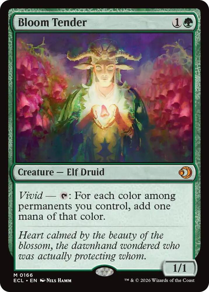 Magic Bloom Tender #166 Lorwyn Eclipsed Mythic Rare Non-Foil Near Mint English Trading Card — catalog front, TCGplayer SKU 9070154