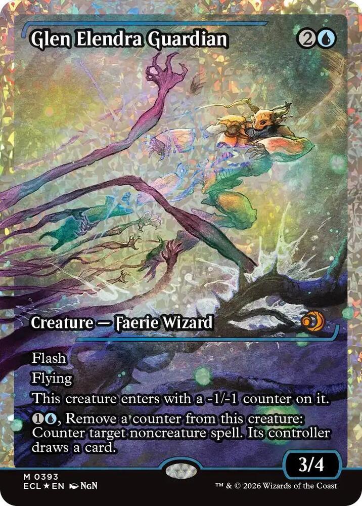 Magic Glen Elendra Guardian (0393) (Showcase) #393 Lorwyn Eclipsed Fracture Foil Foil Near Mint Trading Card
