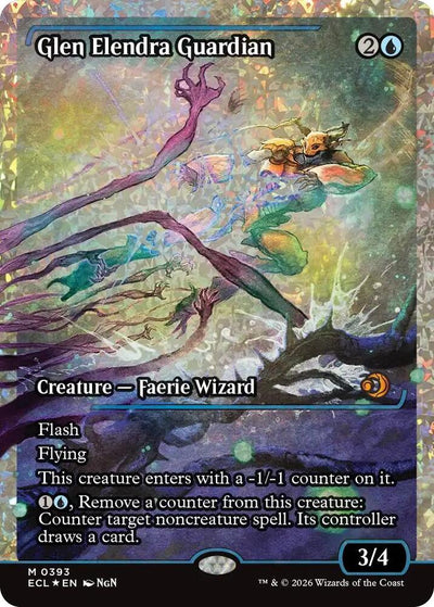 Magic Glen Elendra Guardian (0393) (Showcase) #393 Lorwyn Eclipsed Fracture Foil Foil Near Mint Trading Card