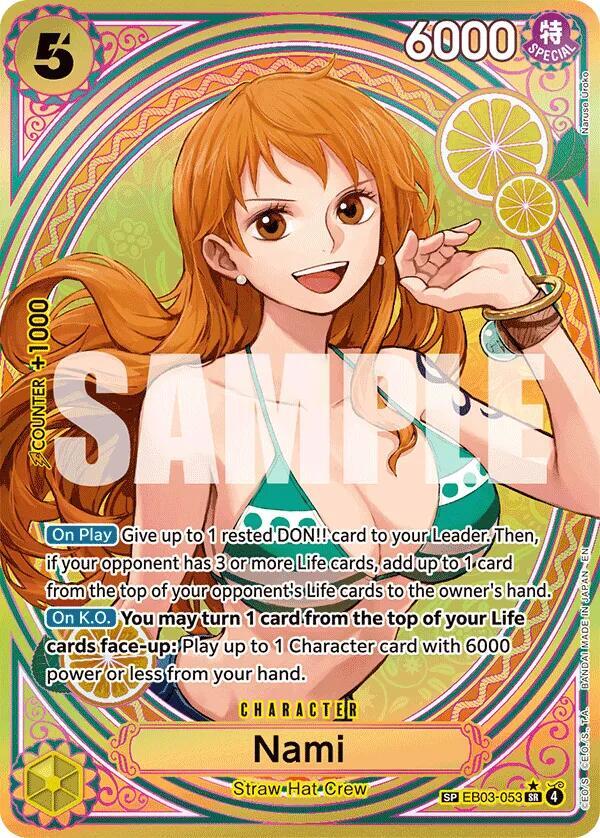 One Piece Card Game Nami (053) #EB03-053 Extra Booster: One Piece Heroines Edition SP Foil Near Mint English Trading Card — catalog front, TCGplayer SKU 9103799