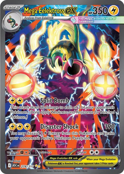 Pokémon Mega Eelektross ex #278/217 ME: Ascended Heroes Special Illustration Rare Holofoil Near Mint Trading Card