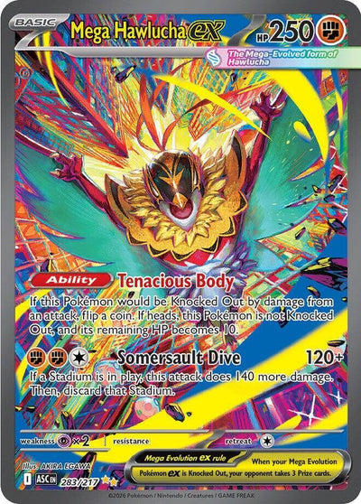 Pokémon Mega Hawlucha ex #283/217 ME: Ascended Heroes Special Illustration Rare Holofoil Near Mint Trading Card