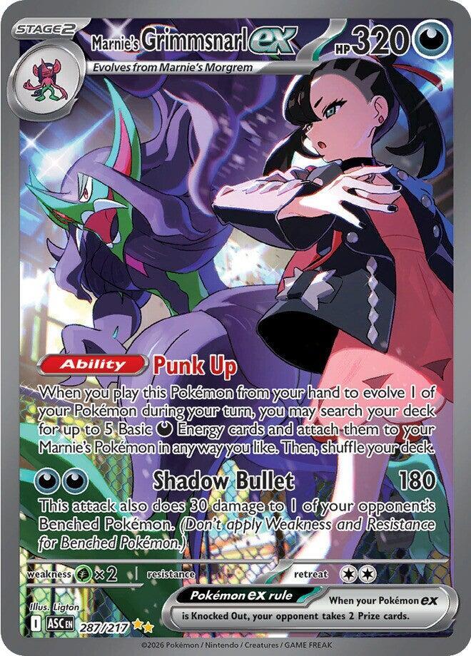 Pokémon Marnie's Grimmsnarl ex #287/217 ME: Ascended Heroes Special Illustration Rare Holofoil Near Mint Trading Card
