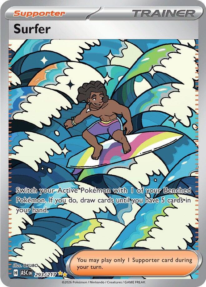 Pokémon Surfer #293/217 ME: Ascended Heroes Special Illustration Rare Holofoil Near Mint Trading Card