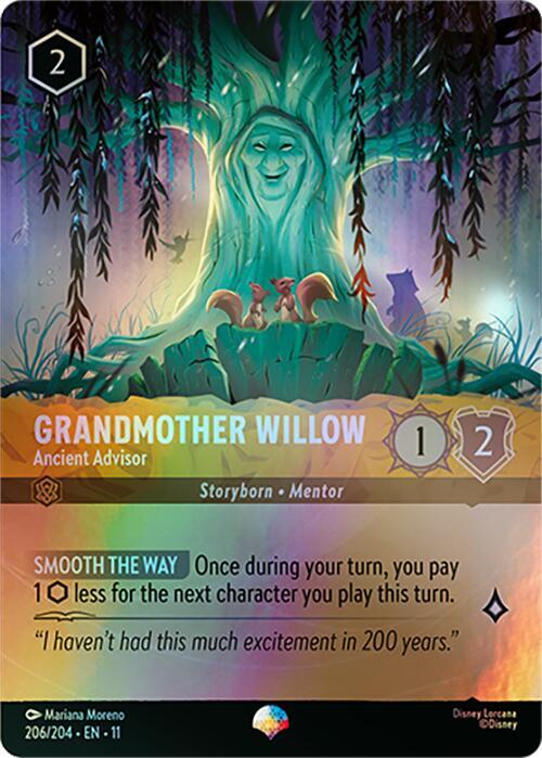 Lorcana TCG Grandmother Willow - Ancient Advisor #206/204 Winterspell Epic Holofoil Near Mint English Trading Card — catalog front, TCGplayer SKU 9132935
