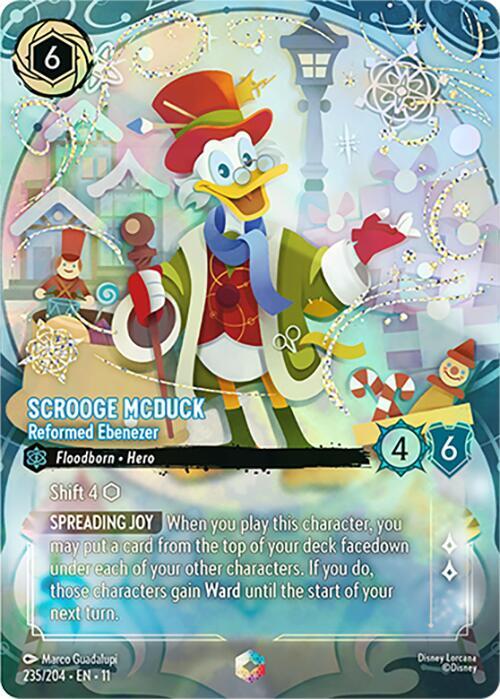 Lorcana TCG Scrooge McDuck - Reformed Ebenezer #235/204 Winterspell Enchanted Holofoil Near Mint Trading Card