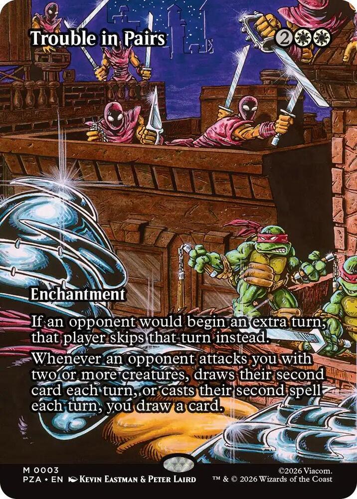 Magic Trouble in Pairs #3 Teenage Mutant Ninja Turtles Source Material Borderless Non-Foil Near Mint English Trading Card — catalog front, TCGplayer SKU 9145446