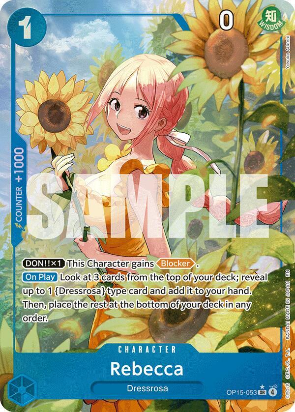 One Piece Card Game Rebecca (OP15-053) #OP15-053 Adventure on Kami's Island Alternate Art Foil Near Mint English Trading Card — catalog front, TCGplayer SKU 9196609
