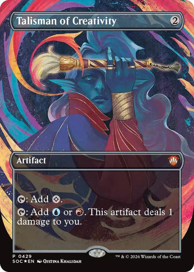Magic Talisman of Creativity #429 Commander: Secrets of Strixhaven Borderless Foil Near Mint English Trading Card — catalog front, TCGplayer SKU 9209472