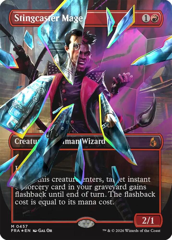 Magic Stingcaster Mage (Borderless) #457 Reality Fracture Facet Foil Foil Near Mint English Trading Card — catalog front, TCGplayer SKU 9278117