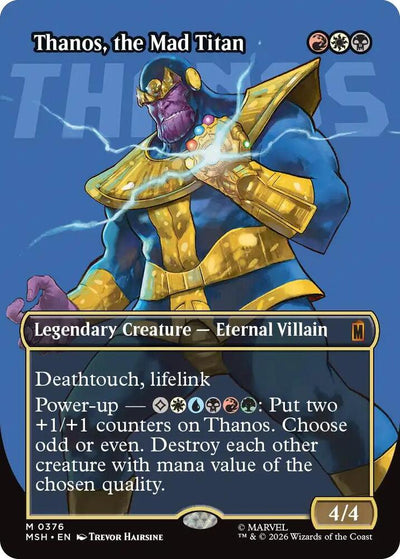 Magic Thanos, the Mad Titan #376 Marvel Super Heroes Borderless Foil Near Mint English Trading Card — catalog front, TCGplayer SKU 9304253
