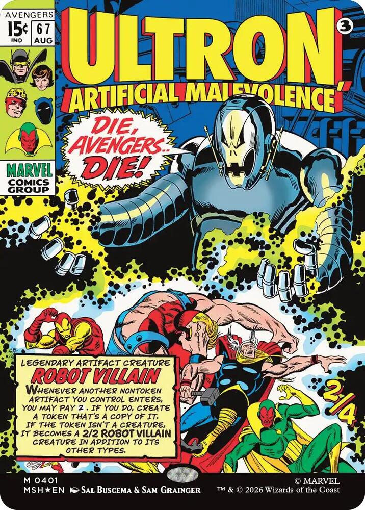 Magic Ultron, Artificial Malevolence (Borderless) #401 Marvel Super Heroes 0401 Foil Near Mint Trading Card