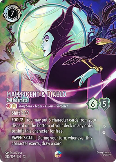 Lorcana TCG Maleficent & Diablo - Evil Incarnate #235/207 Attack of the Vine! Enchanted Holofoil Near Mint Trading Card