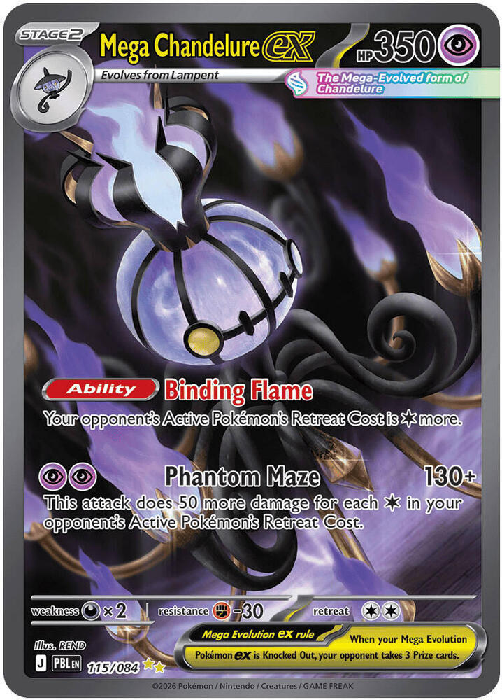 Pokémon Mega Chandelure ex #115/084 ME05: Pitch Black Special Illustration Rare Holofoil Near Mint Trading Card
