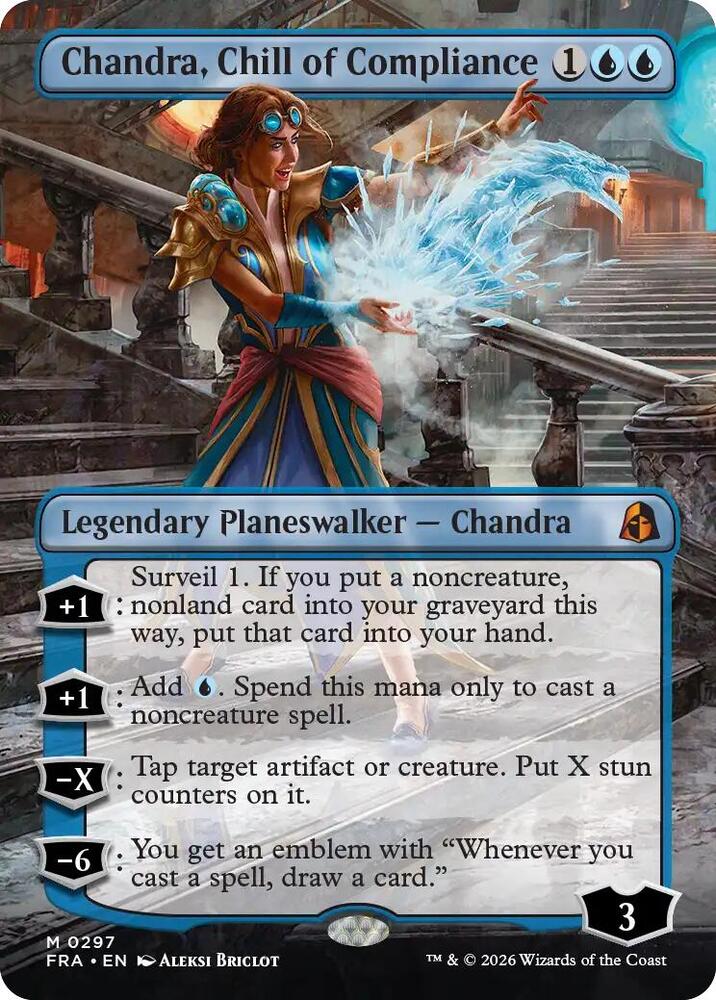 Magic Chandra, Chill of Compliance #297 Reality Fracture Borderless Non-Foil Near Mint English Trading Card — catalog front, TCGplayer SKU 9411552
