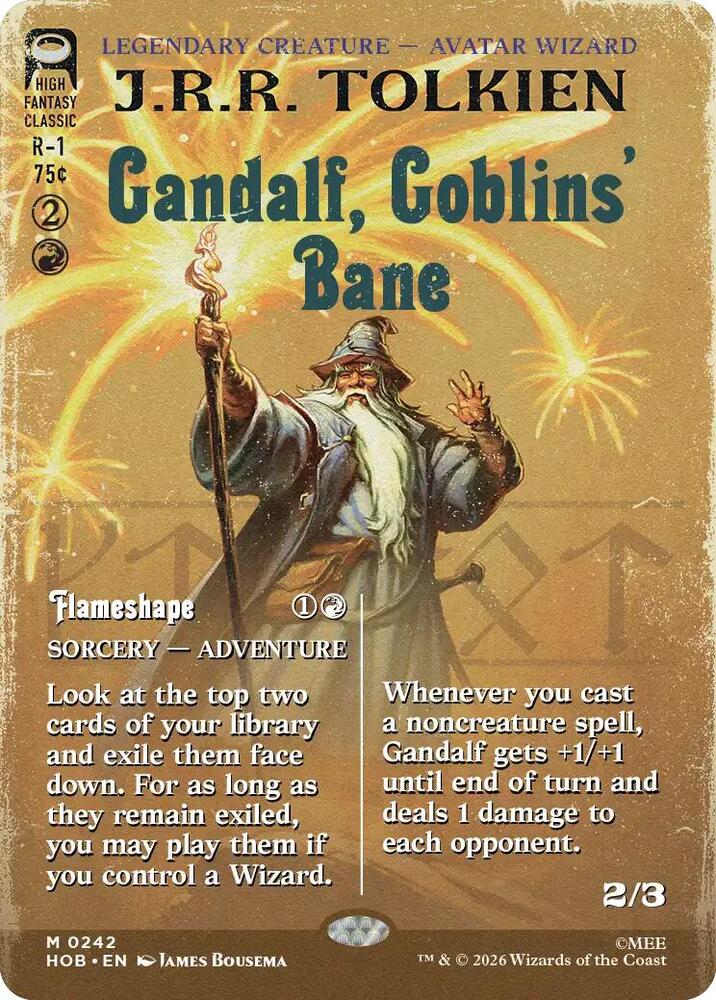 Magic Gandalf, Goblins' Bane #242 The Hobbit Borderless Foil Near Mint Trading Card