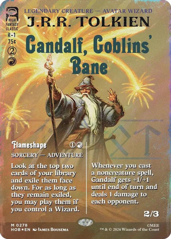 Magic Gandalf, Goblins' Bane (Borderless) #278 The Hobbit Surge Foil Foil Near Mint Trading Card