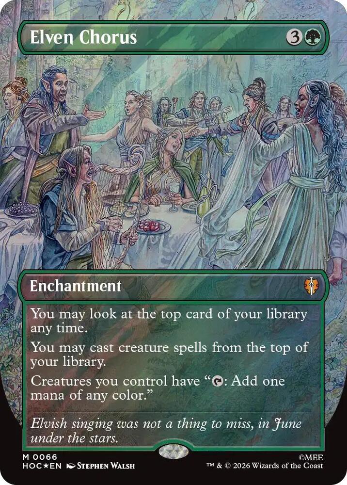 Magic Elven Chorus (Borderless) #66 The Hobbit: Eternal-Legal Surge Foil Foil Near Mint English Trading Card — catalog front, TCGplayer SKU 9423496