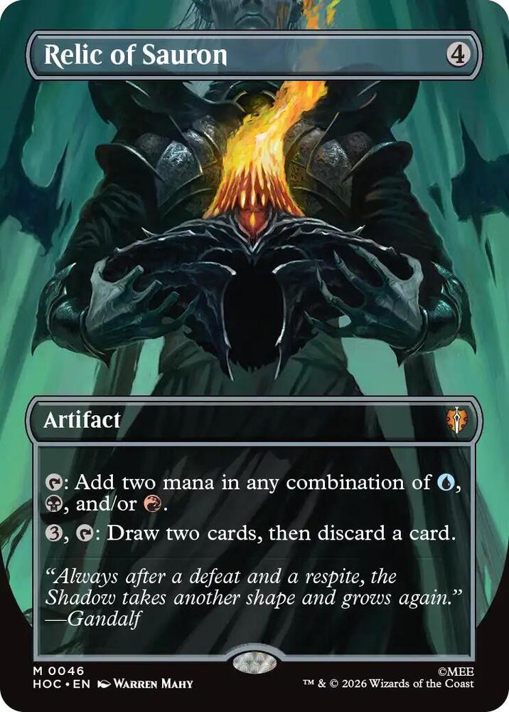 Magic Relic of Sauron #46 The Hobbit: Eternal-Legal Borderless Non-Foil Near Mint English Trading Card — catalog front, TCGplayer SKU 9427158