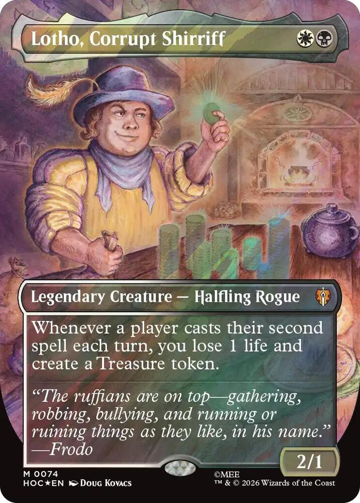Magic Lotho, Corrupt Shirriff (Borderless) #74 The Hobbit: Eternal-Legal Surge Foil Foil Near Mint Trading Card
