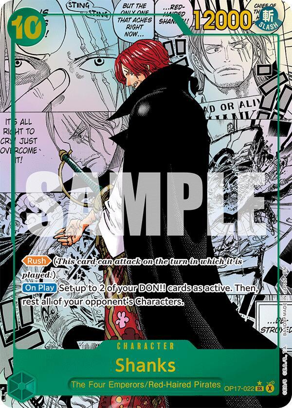One Piece Card Game Shanks (022) #OP17-022 The World's Strongest Warriors Manga Foil Near Mint Trading Card