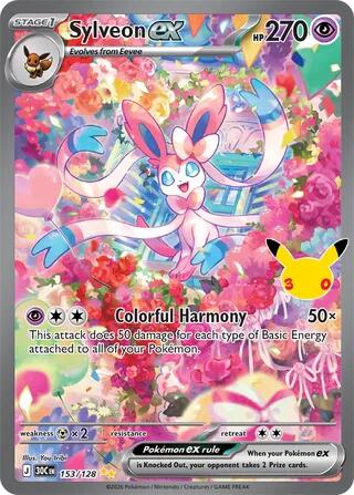 Pokémon Sylveon ex #153/128 ME: 30th Celebration Special Illustration Rare Holofoil Near Mint English Trading Card — catalog front, TCGplayer SKU 9489918