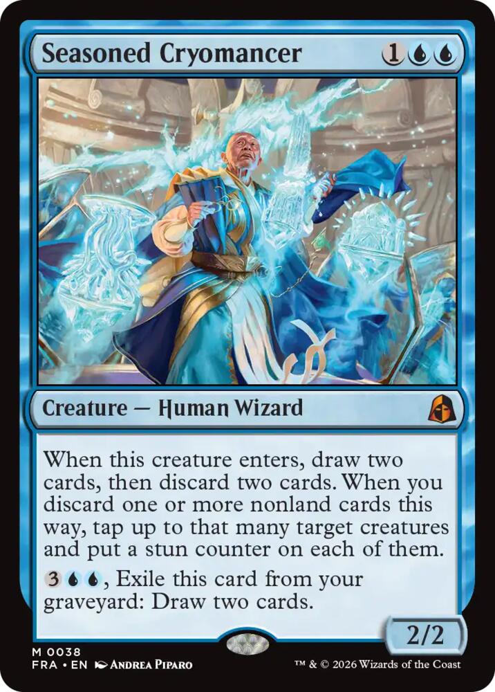 Magic Seasoned Cryomancer #38 Reality Fracture Mythic Rare Foil Near Mint English Trading Card — catalog front, TCGplayer SKU 9504011
