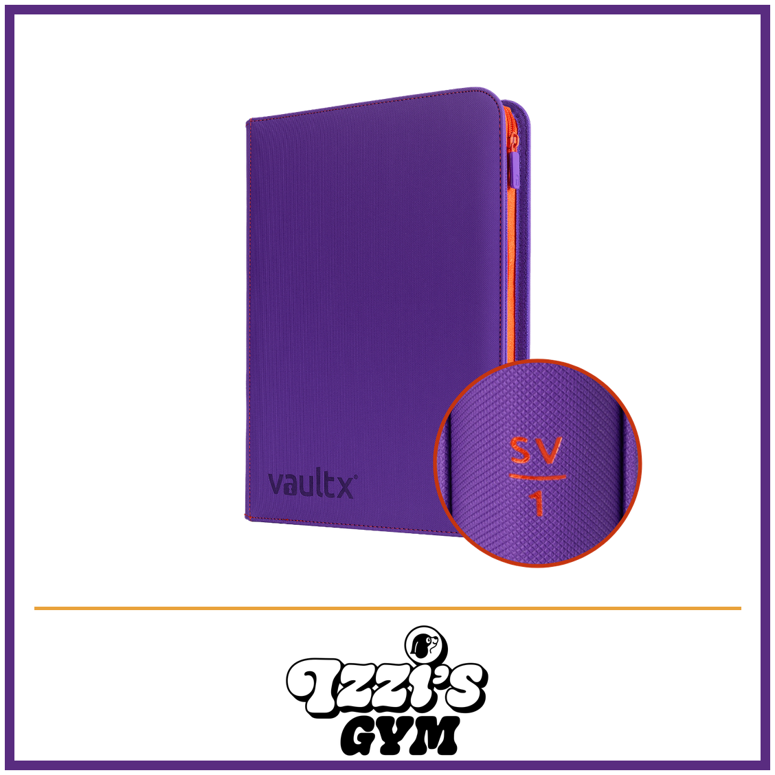 Vault X 9-Pocket Exo-Tec Zip Binder SV1 — SV1 (First Edition), manufacturer front-cover photo in approved Izzi’s Gym frame