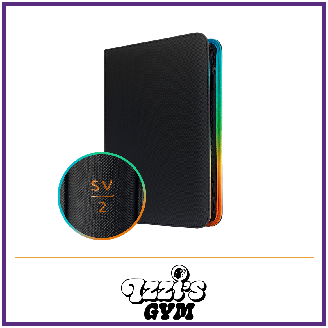 Vault X 9-Pocket Exo-Tec Zip Binder SV2 — SV2 (Unlimited), manufacturer front-cover photo in approved Izzi’s Gym frame