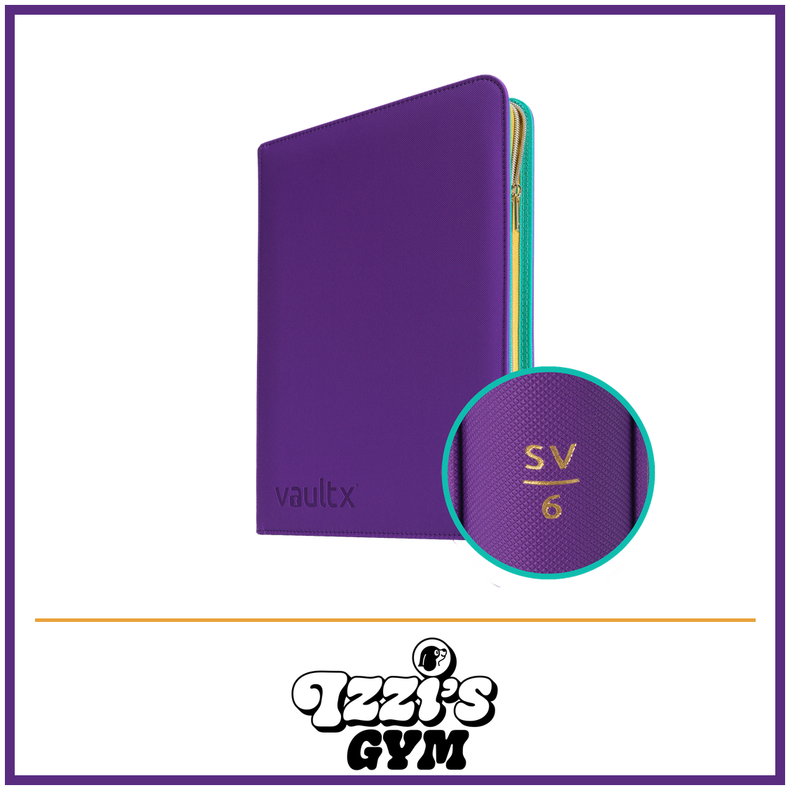 Vault X 9-Pocket Exo-Tec Zip Binder SV6 — SV6 (First Edition), manufacturer front-cover photo in approved Izzi’s Gym frame