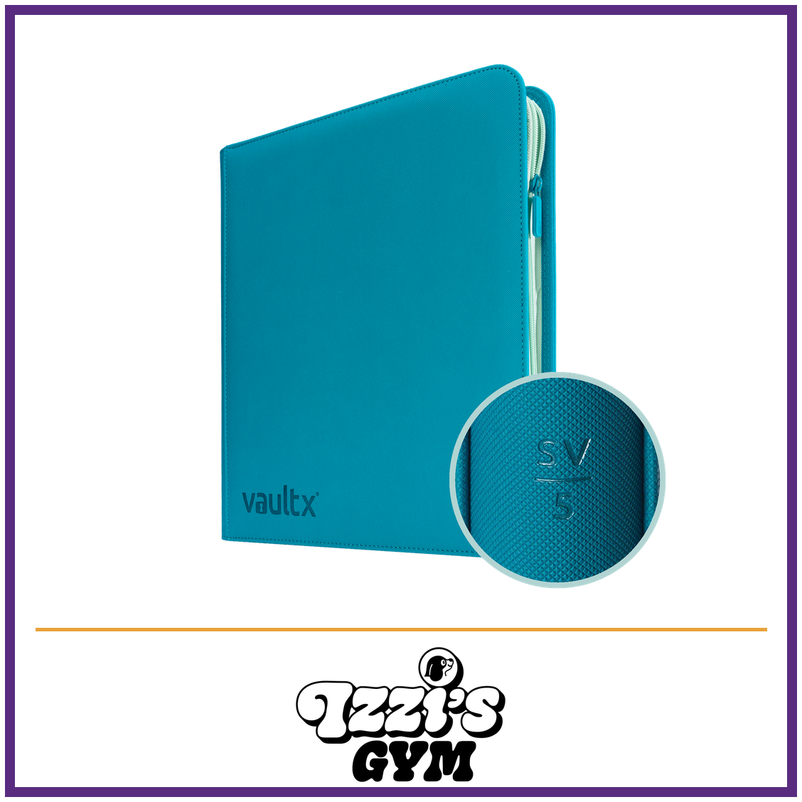 Vault X 12-Pocket Exo-Tec Zip Binder SV5 — SV5 (First Edition), manufacturer front-cover photo in approved Izzi’s Gym frame