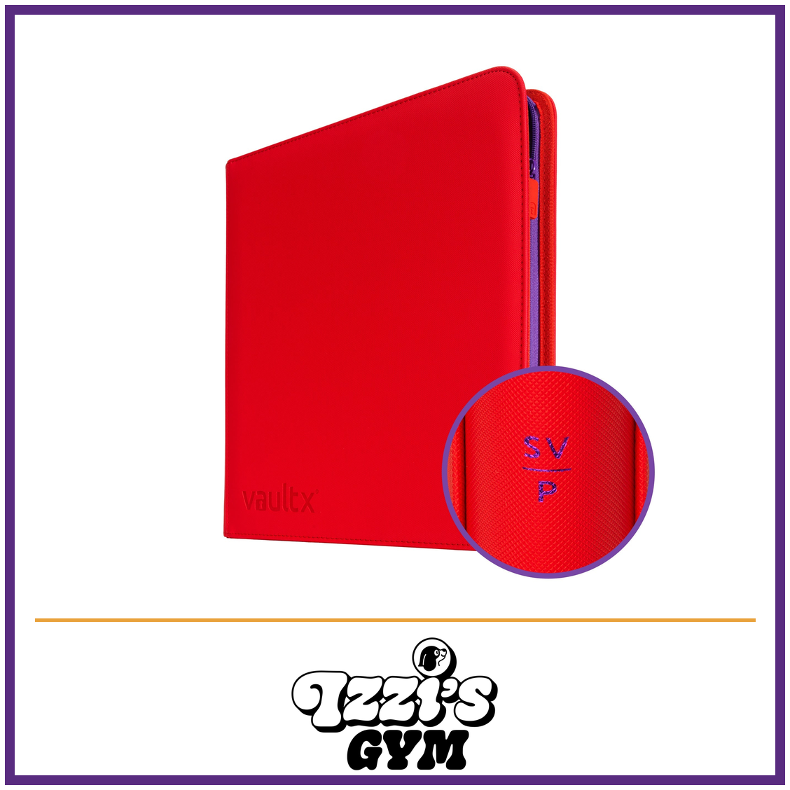 Vault X 12-Pocket Exo-Tec Zip Binder SVP — SVP, manufacturer front-cover photo in approved Izzi’s Gym frame