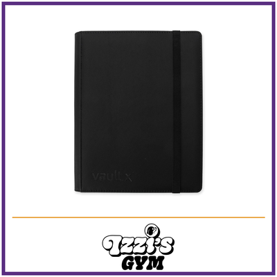 Vault X 9-Pocket Exo-Tec Strap Binder — Signature Black, manufacturer front-cover photo in approved Izzi’s Gym frame