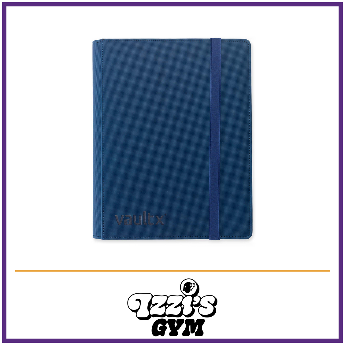 Vault X 9-Pocket Exo-Tec Strap Binder — Royal Blue, manufacturer front-cover photo in approved Izzi’s Gym frame