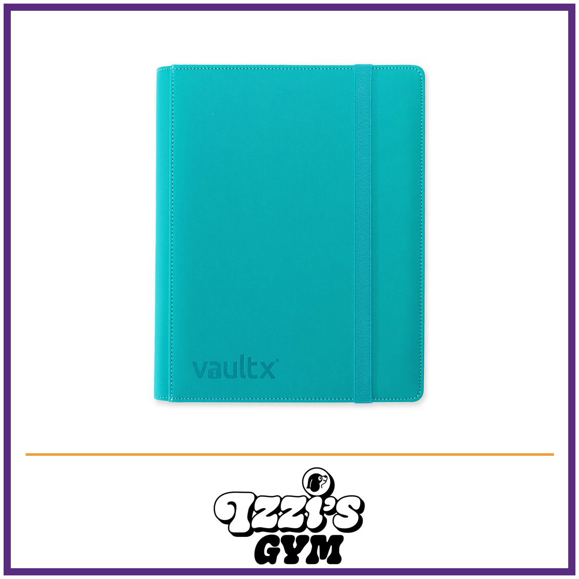 Vault X 9-Pocket Exo-Tec Strap Binder — Ocean Blue, manufacturer front-cover photo in approved Izzi’s Gym frame