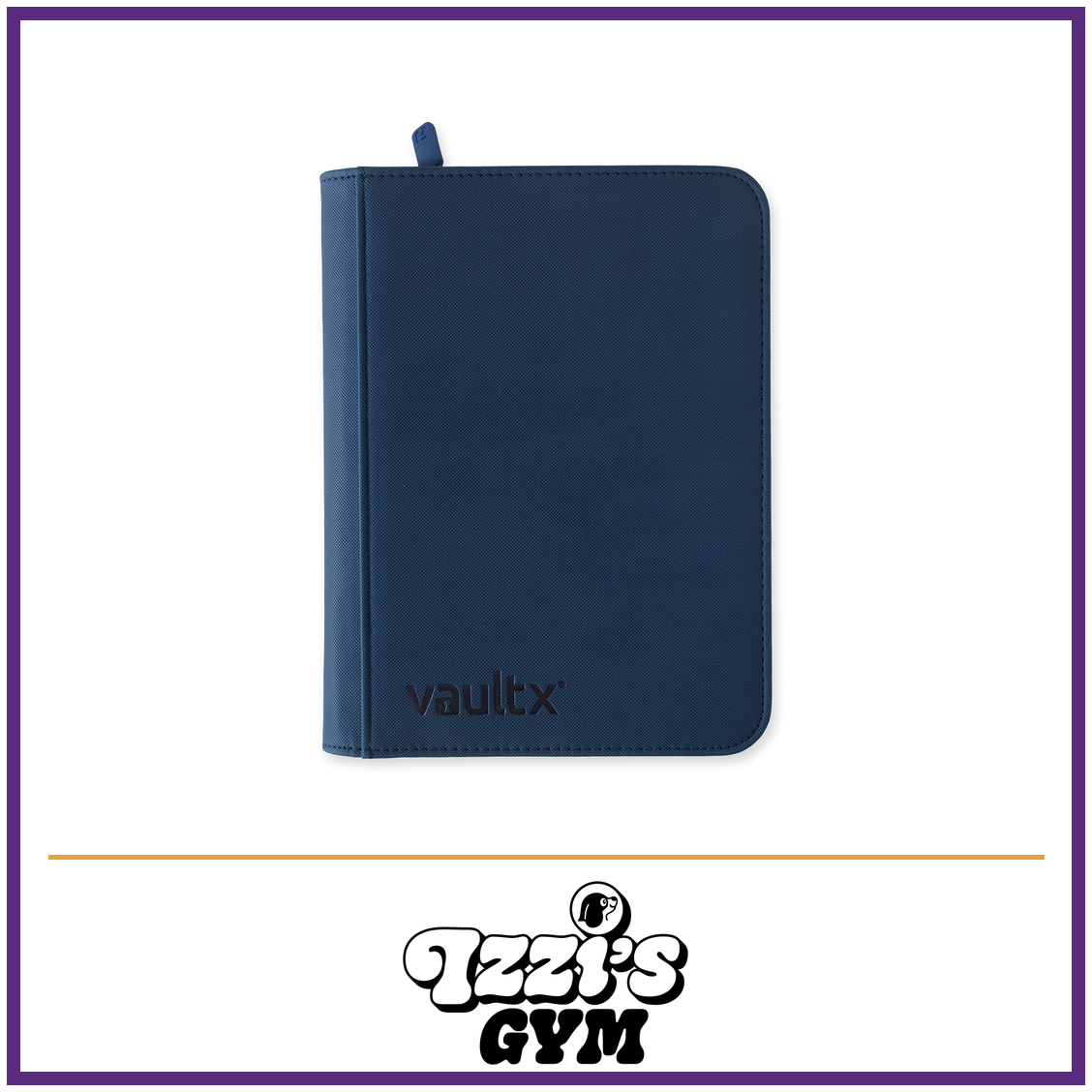 Vault X 4-Pocket Exo-Tec Zip Binder — Royal Blue, manufacturer front-cover photo in approved Izzi’s Gym frame