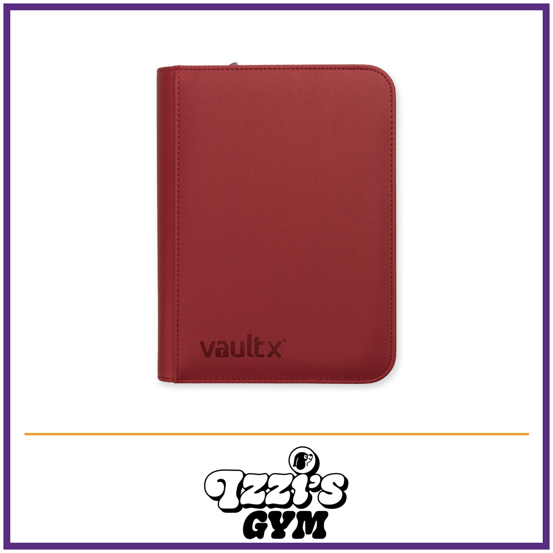 Vault X 4-Pocket Exo-Tec Zip Binder Metallic Red — Metallic Red, manufacturer front-cover photo in approved Izzi’s Gym frame