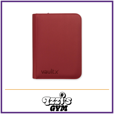 Vault X 4-Pocket Exo-Tec Zip Binder Metallic Red — Metallic Red, manufacturer front-cover photo in approved Izzi’s Gym frame
