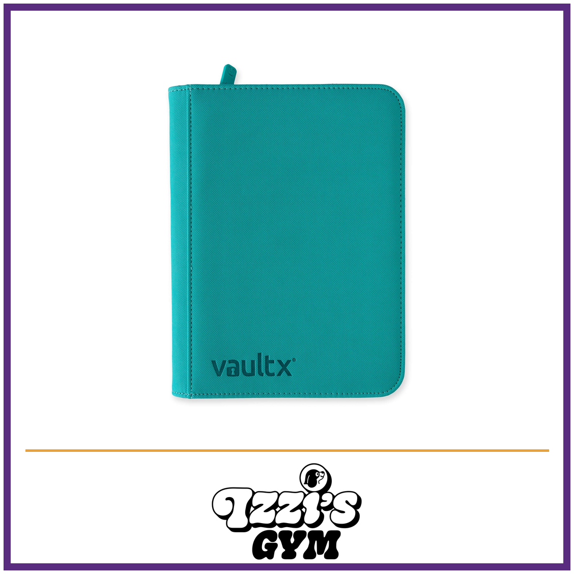 Vault X 4-Pocket Exo-Tec Zip Binder — Ocean Blue, manufacturer front-cover photo in approved Izzi’s Gym frame