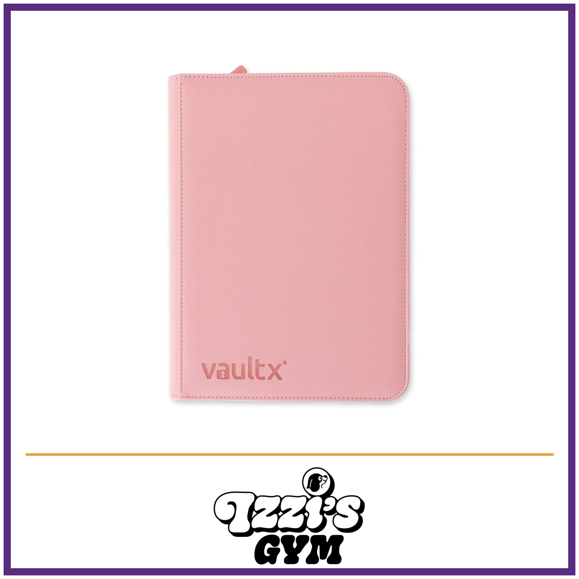 Vault X 9-Pocket Exo-Tec Zip Binder Just Pink — Just Pink, manufacturer front-cover photo in approved Izzi’s Gym frame